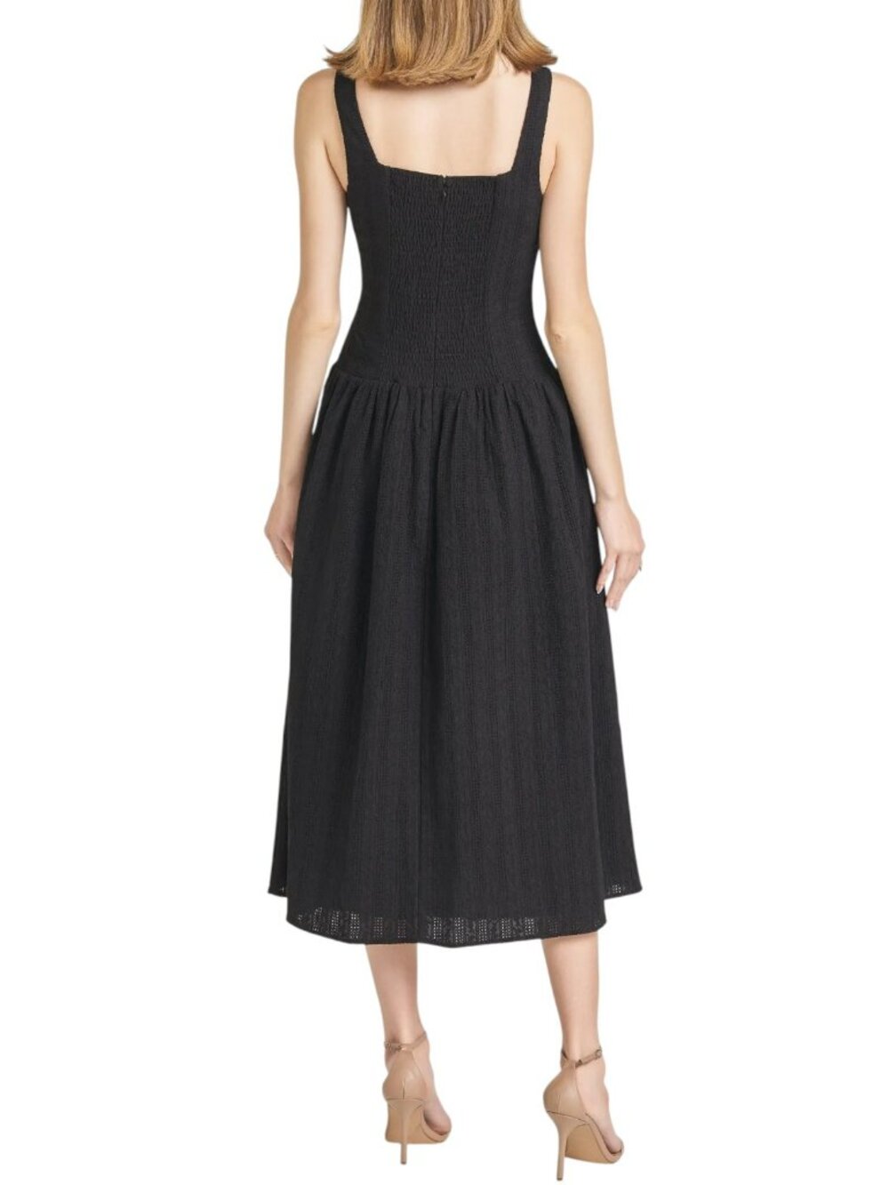 WAYF Eve Eyelet Midi Dress, Black, XS, NWT - Picture 3 of 4